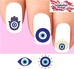 Evil Eye Hamsa Hand Assorted Set of 20 Waterslide Nail Decals