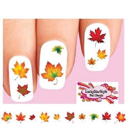 Fall Autumn Leaves Thanksgiving Assorted Set of 20 Waterslide Nail Decals