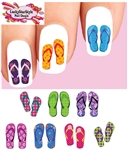 Colorful Summer Flip Flops Sandals Assorted Set of 20 Assorted Waterslide Nail Decals