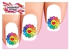 Smiley Face Colorful Flower Set of 20 Waterslide Nail Decals