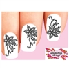Black Lace Flowers Set of 20 Waterslide Nail Decals
