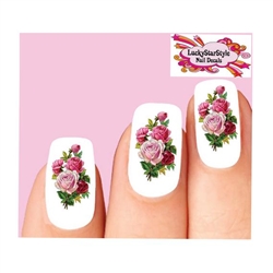 Vintage Pink Roses  Set of 20 Waterslide Nail Decals