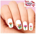 Colorful Tulips Assorted Set of 20 Waterslide Nail Decals