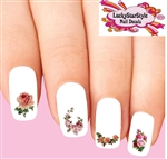 Victorian Pink Roses Assorted Set of 20 Waterslide Nail Decals