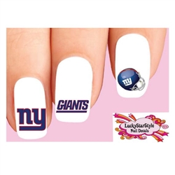 New York Giants Football Assorted Set of 20 Waterslide Nail Decals