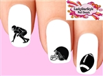 Football Helmet Player Silhouette Assorted Set of 20 Waterslide Nail Decals