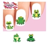 Cute Green Frog Assorted Set of 20 Waterslide Nail Decals