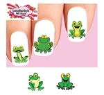 Cute Green Frog Assorted Set of 20 Waterslide Nail Decals