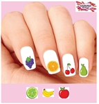 Fruit Apple Orange Bananas Cherries Assorted Set of 20 Waterslide Nail Decals Waterslide Nail Decals