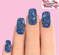 Blue Paisley Bandana Set of 10 Waterslide Full Nail Decals