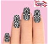 Black & Clear Baroque Lace Set of 10 Waterslide Full Nail Decals
