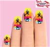 Hawaiian Beach Sunset with Palm Trees Set of 10 Full Waterslide Nail Decals