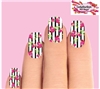 Black Stripes with Pink Roses Set of 10 Waterslide Full Nail Decals