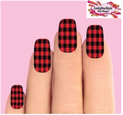 Red Buffalo Plaid Set of 10 Waterslide Full Nail Decals