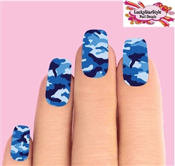 Blue Camo Camouflage Set of 10 Waterslide Full Nail Decals
