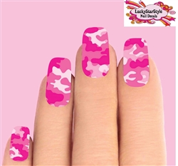 Pink Camo Camouflage Set of 10 Waterslide Full Nail Decals