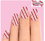 Christmas Holiday Red & Clear Candy Cane Stripes Set of 10 Full Waterslide Nail Decals