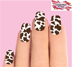 Cow Spots Brown & Clear Set of 10 Full Waterslide Nail Decals