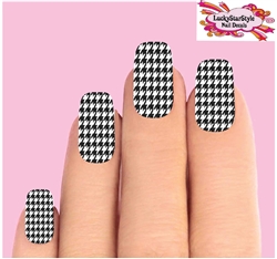 Houndstooth Black & Clear Set of 10 Waterslide Full Nail Decals