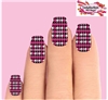 Houndstooth Pink Black & Clear Set of 10 Waterslide Full Nail Decals