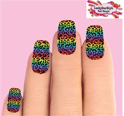 Colorful Rainbow Leopard Print Set of 10 Full Waterslide Nail Decals