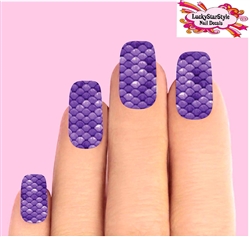 Blue Mermaid Tail Fish Scales Set of 10 Full Waterslide Nail Decals