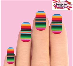 Colorful Mexican Blanket Serape Zerape Set of 10 Waterslide Full Nail Decals