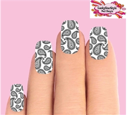 Black & Clear Paisley Set of 10 Waterslide Full Nail Decals