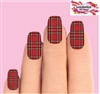 Red Tartan Christmas Holiday Plaid Set of 10 Full Waterslide Nail Decals