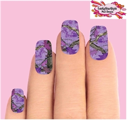 Purple Realtree Mossy Oak Camo Set of 10 Waterslide Full Nail Decals