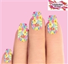 Colorful Watercolor Flowers Set of 10 Full Waterslide Nail Decals