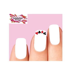 Gambling Card Suits Heart, Diamond, Spade & Club Arched Set of 20 Waterslide Nail Decals