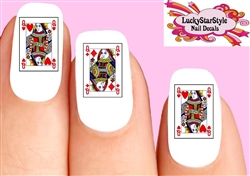 Gambling Cards Queen of Hearts & Diamonds Assorted Set of 20 Waterslide Nail Decals