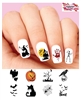 Halloween Witch Ghosts Black Cat Bloody Hand Skeleton Assorted Set of 48 Waterslide Nail Decals