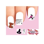 Halloween Pink Witch, Trick or Treat, Spider Web & Skeleton Assorted #2 Waterslide Nail Decals