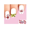 Halloween Crime Scene Tape Bloody Hand Print Assorted Set of 20 Waterslide Nail Decals