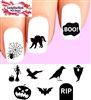 Halloween Silhouettes Witch Spider Bat Assorted Set of 20 Waterslide Nail Decals