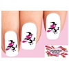 Halloween Pink Witch with Black Cat Set of 20 Waterslide Nail Decals