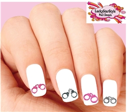 Pink Handcuffs Assorted Set of 20 Waterslide Nail Decals