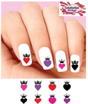 Heart with Crown Assorted Set of 20 Waterslide Nail Decals