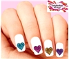 Colorful Leopard Print Heart Assorted Set of 20 Waterslide Nail Decals