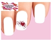 Red Hearts with Swirls Scrolls Set of 20 Waterslide Nail Decals