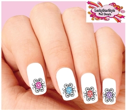 Colorful Heartagram Assorted Set of 20 Waterslide Nail Decals