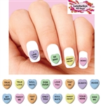 Conversation Candy Hearts Assorted Set of 20 Waterslide Nail Decals