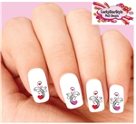 Hearts with Scrolls Pink & Red Assorted Set of 20 Waterslide Nail Decals