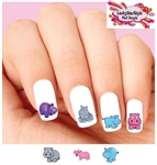 Colorful Hippo Hippopotamus Assorted Set of 20 Waterslide Nail Decals