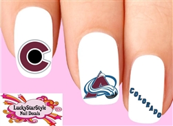 Colorado Avalanche Hockey Assorted Set of 20 Waterslide Nail Decals