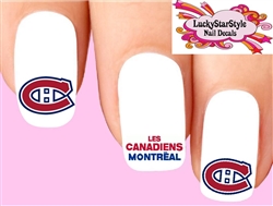 Montreal Canadiens Hockey Assorted Set of 20 Waterslide Nail Decals