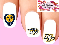 Nashville Predators Hockey Assorted Set of 20 Waterslide Nail Decals