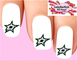 Dallas Stars Hockey Assorted Set of 20 Waterslide Nail Decals
